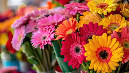 The flower shop is the burst of color from a bouquet: Picture a vibrant bouquet of flowers, symbolizing the beauty and joy of a flower shop