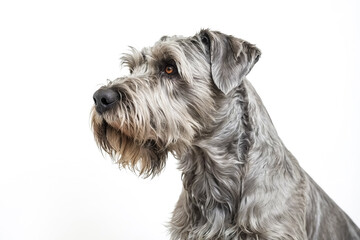 Portrait of a Grey Dog with Curious Expression