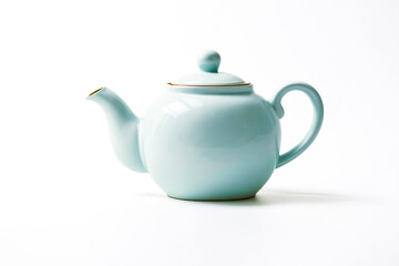 Blue Teapot on White Background