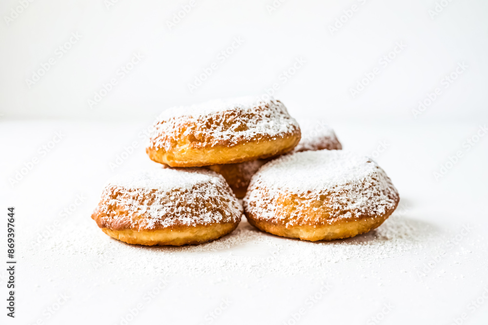 Canvas Prints Close-up of Four Powdered Doughnuts