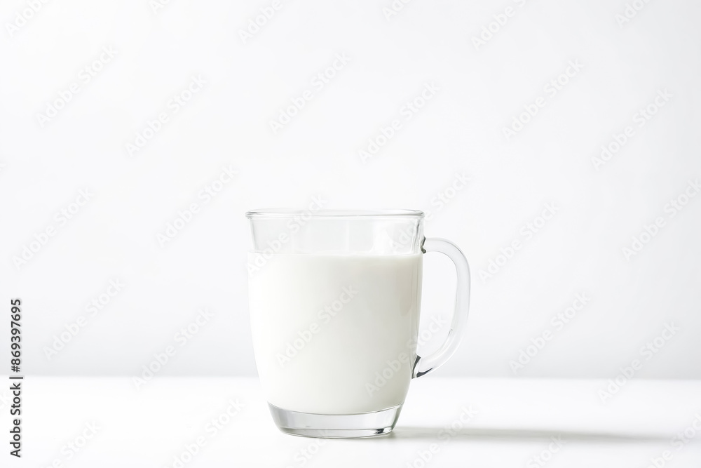 Poster Glass of Milk on White Background