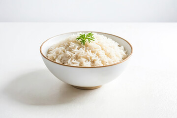 Bowl of White Rice with Garnish
