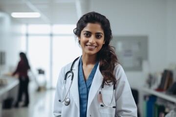 Portrait of a middle aged Indian female doctor in hospital