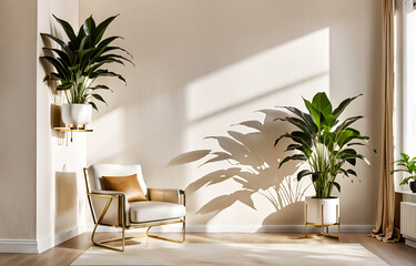 Fototapeta premium simple living room, white sofa, flat background style