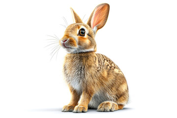 Obraz premium A brown rabbit sitting alertly with its ears perked up.