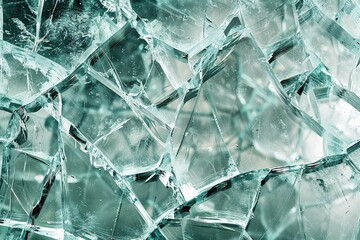 A background texture of shattered, crystal-clear glass.