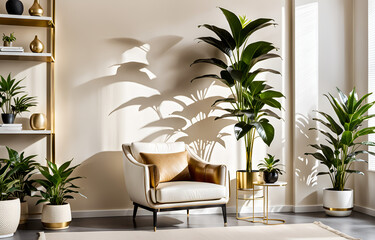 Fototapeta premium simple living room, white sofa, flat background style