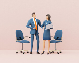 Obraz premium Successful business people work together, business concept illustration 3D rendering