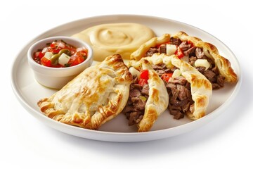 Fototapeta premium Mouthwatering Cheesesteak Empanadas with Pepperoncini