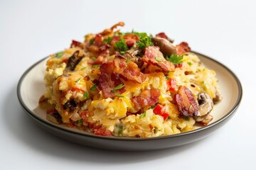 Fototapeta premium Hearty Cheesy Bacon and Hash Brown Brunch Casserole