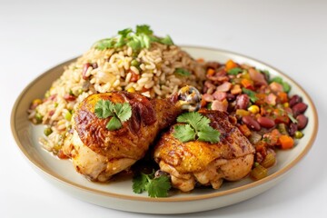 Fototapeta premium Crispy Skin Chicken with Creamy Red Beans