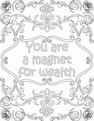 Printable floral coloring page for kids and adults with inspirational quote for self love and self care. it helps to struggle against life to enjoy the tough journey
