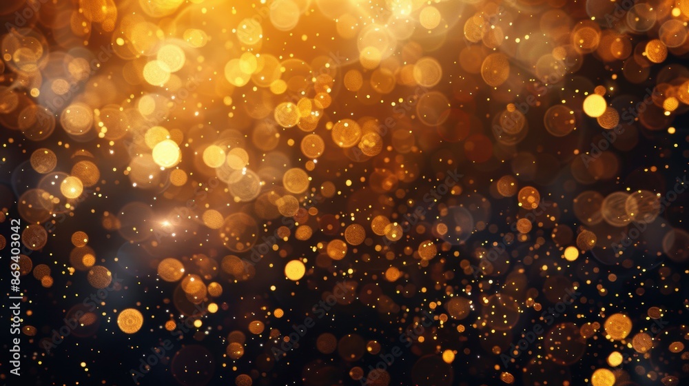 Aufkleber a golden bokeh lights abstract background, featuring a mix of shimmering and glowing particles that 