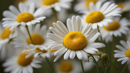 Fototapeta premium Close-up of a bouquet of chrysanthemum field daisies. Chamomile chrysanthemum close-up.