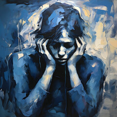 abstract art of a person suffering from anxiety and depression