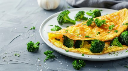 Vegan Food: Omelet With Broccoli And Cheese, A Nutritious Meal