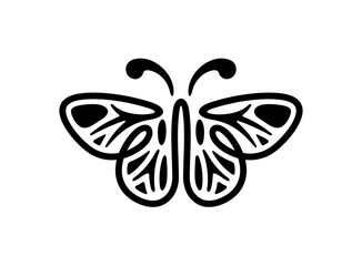 Abstract butterfly in stained glass window style graphic design. Simple linear butterflie logo design