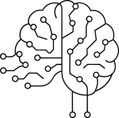 silhouette of a human brain with circuit pattern