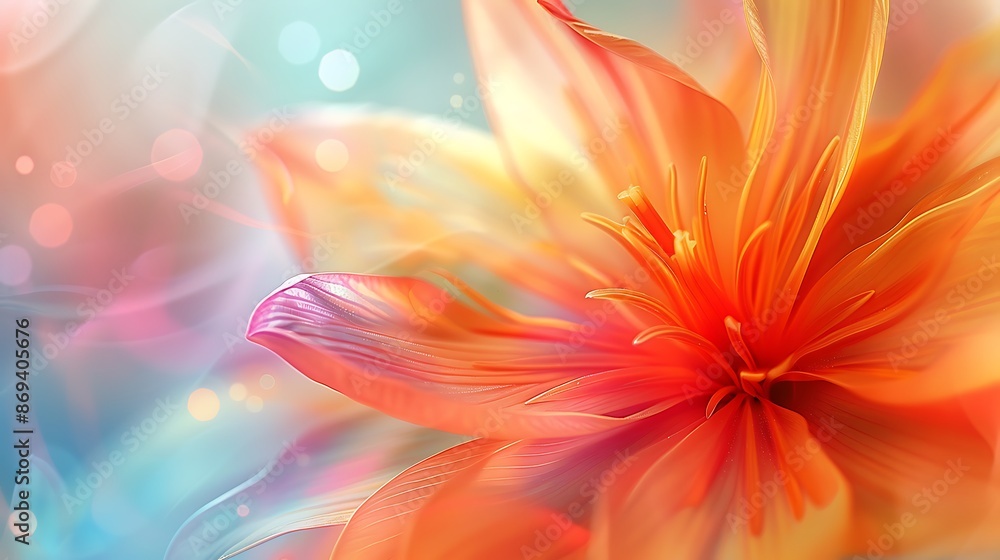 Poster a whimsical blend of soft, glowing petals and sharp, angular shapes, creating a harmonious contrast 