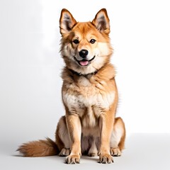 Fototapeta premium Shikoku dog breed standing against white background, AI Generated