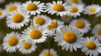 Close-up of a bouquet of chrysanthemum field daisies. Chamomile chrysanthemum close-up.