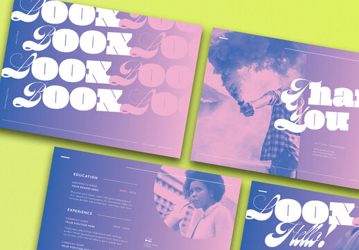 Violet Gradient Look Book with Green Accents