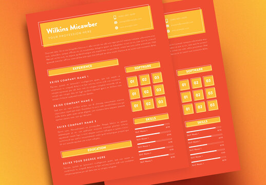 Vibrant Resume Layout with Red & Orange Accents