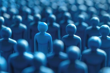 Selection Icon. Three-Dimensional Image of Business Team Network in Blue Abstract Background