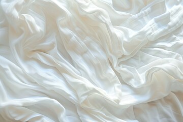 Fototapeta premium Sheets Background. Close-up of White Bedding Sheets with Copy Space
