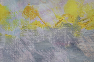 Abstract gray waves background. Weathered hand painted textured. Brush and palette knife strokes on canvas surface. Contemporary original painting.