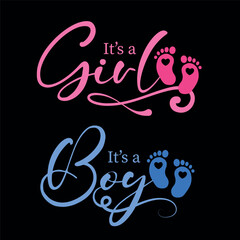 It's a Boy, It's a Girll vector cute illustration for a baby gender annoucement set 