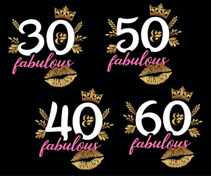 Beautiful collection of vector illustrations for 30, 40, 50 and 60 brithday party
