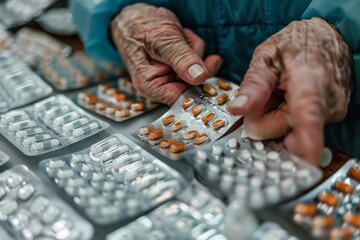 senior woman holding pills, opioids and prescription drugs crisis 