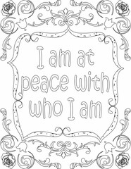 Printable floral coloring page for kids and adults with inspirational quote for self love and self care. it helps to struggle against life to enjoy the tough journey
