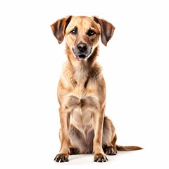 Fototapeta premium Sloughi dog breed standing against white background, AI Generated