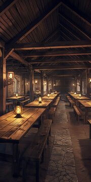 Atmospheric interior of an 1800s workhouse