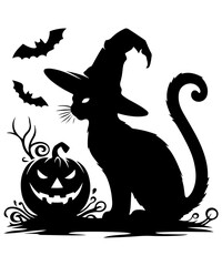 Haunted Halloween Cat Silhouette 