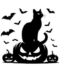 Haunted Halloween Cat Silhouette 