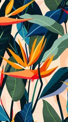 seamless background textured leaves and flowers