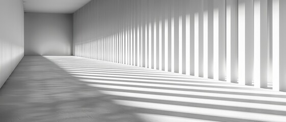 Naklejka premium A long, narrow room with white walls and white flooring