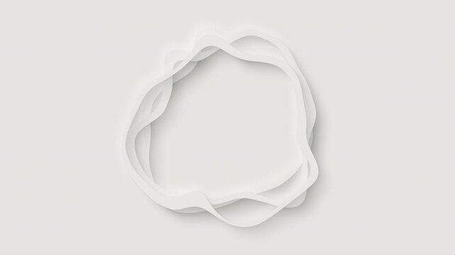 Abstract white curved circles with soft shadow. Clean background. Pure basic animated cover. Seamless looping animation.