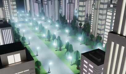 Realistic 3D Render of Paper City Model