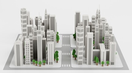 Realistic 3D Render of Paper City Model