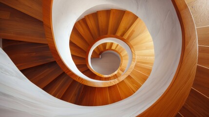 Fototapeta premium Elegant spiral wooden staircase