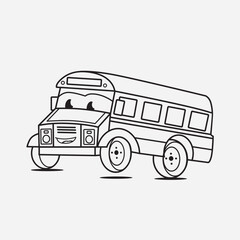 school bus mascot character good for coloring book, drawing book, kids education