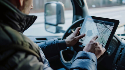GPS tracking technology on a tablet enabling real-time fleet management - a modern tool supporting logistics and route planning.
