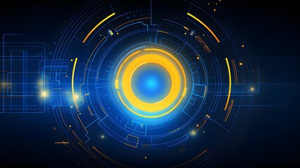 
yellow and blue Abstract technology background circles digital hi-tech technology design background. concept innovation. vector illustration