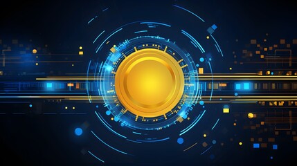 
yellow and blue Abstract technology background circles digital hi-tech technology design background. concept innovation. vector illustration