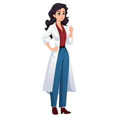 Doctor icon in uniform. Flat style female. 
Brunette with brown eyes