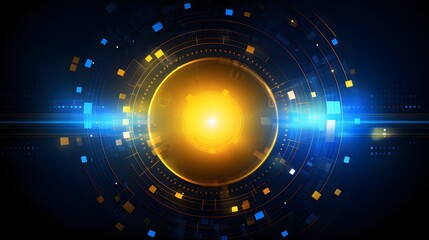 Obraz premium yellow and blue Abstract technology background circles digital hi-tech technology design background. concept innovation. vector illustration